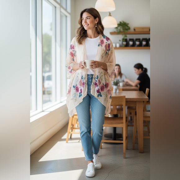 Nastasha Jackets & Blazers - Natasha Floral Kimono Shawl